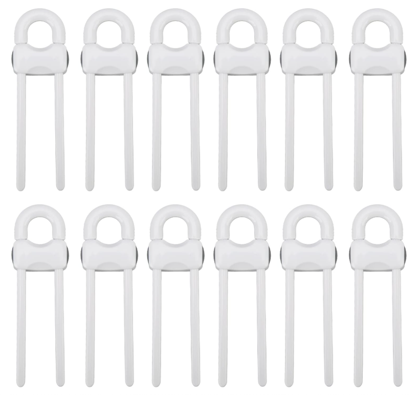 Seguros para Puertas y Cajones Bebé de 12 Piezas, Pestillos a Prueba de Niños en Forma de U para la Ventana del Cajón de la Puerta de Almacenamiento(Blanco)