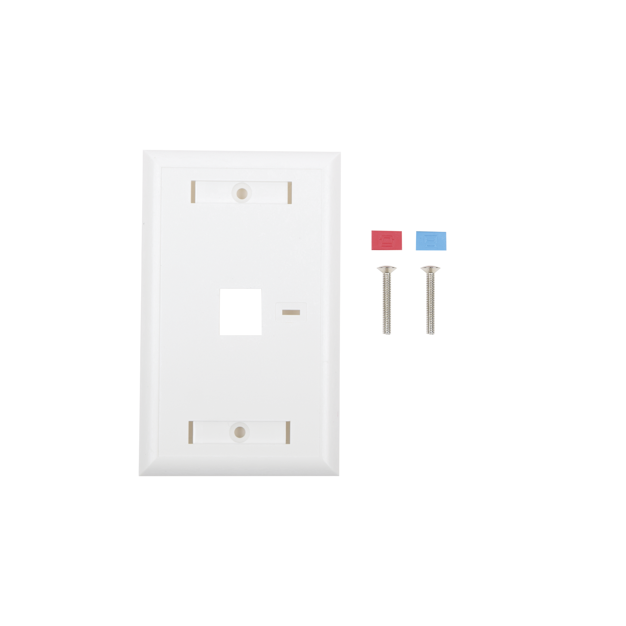 LP-FP-21 Placa de pared de 1 puerto, Keystone, con espacio para etiqueta, Color Blanco