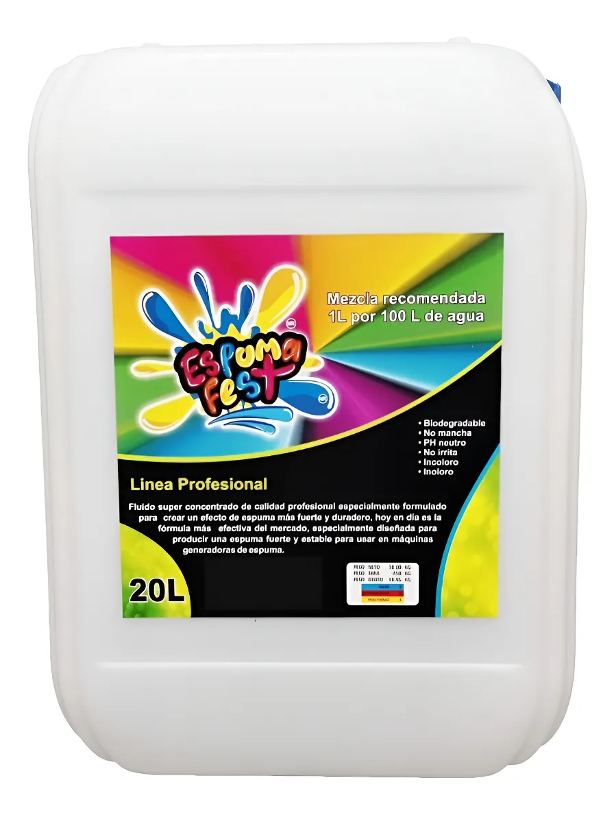 Liquido Espuma Espumógeno Burbujas 20 L Liquido Base Espumógeno Maquinas Fiesta Espuma Burbujas
